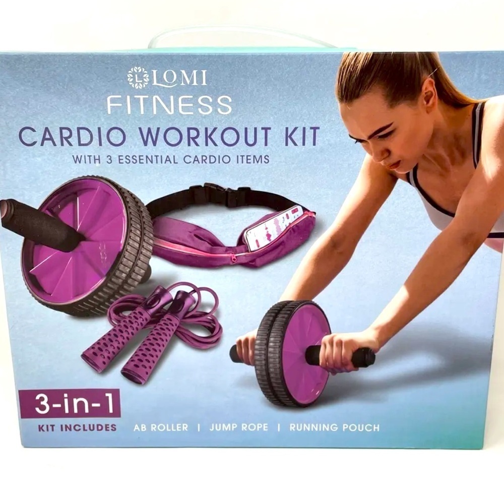 Lomi Cardio 3 Piece Inc.Wheel,Jump Rope Waist Pocket for Cell Phone,Last One New